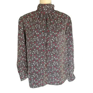 Oscar de la Renta Vintage Abstract Polka Dot Turtleneck Top Women Blouse Size 12